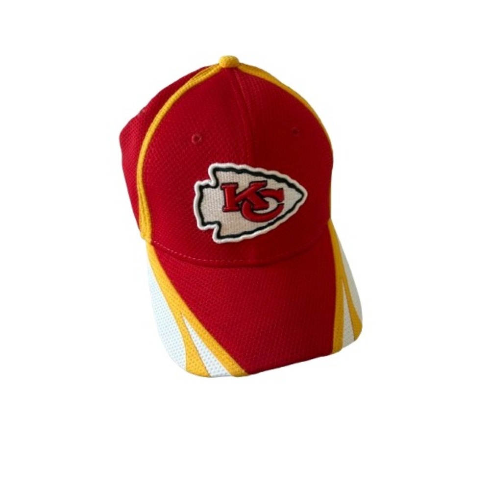 New Era Kansas City Chiefs 39THIRTY Hat Mens Small-Medium Red Yellow Mesh Cap